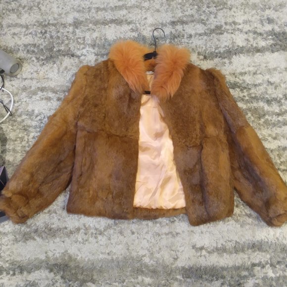 fur coat women size medium rabbit fur - Picture 2 of 9